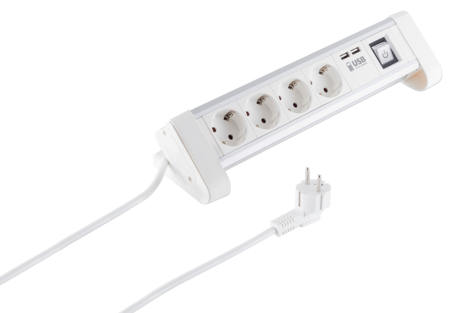 Tischsteckdosenleiste 4-fach mit USB Ladefunktion
