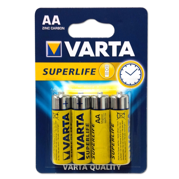 Varta Battery Superlife Zinc Carbon AA Mignon, 1,5V, R6P, 4´er, Blister