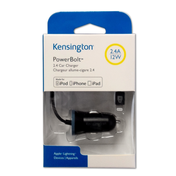 Kensington Car Charger PowerBolt K38028WW for iPhone 5/6/7/iPad Air, 2.4A, 12W, black, Blister