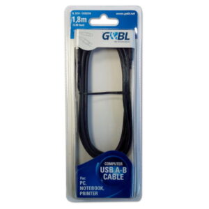 G&BL Cable USB A-Male / B-Male 1,8m, black, Blister