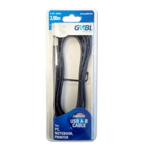 G&BL Cable USB A-Male / B-Male 3,0m, black, Blister