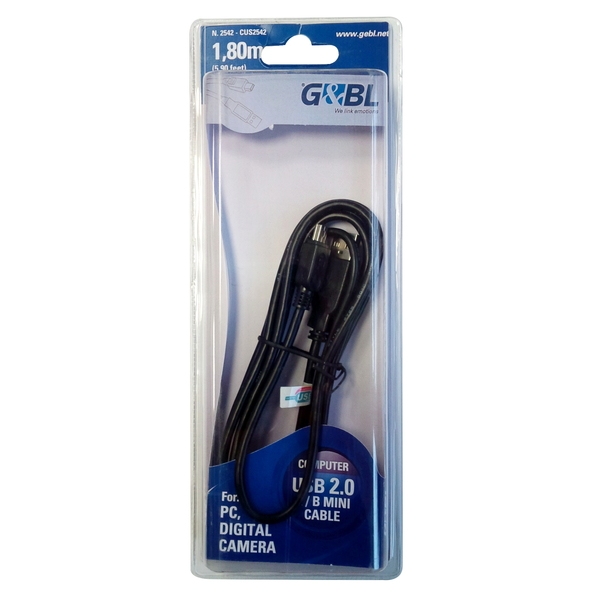 G&BL Cable Mini USB 1,8m, black, Blister