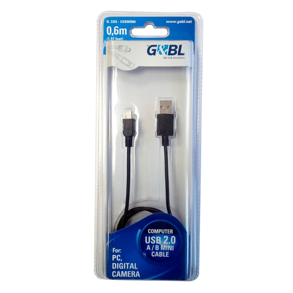 G&BL Cable Mini USB 0,6m, black, Blister