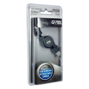 G&BL Retractable Cable Micro USB 0,1 / 0,8m, black, Blister