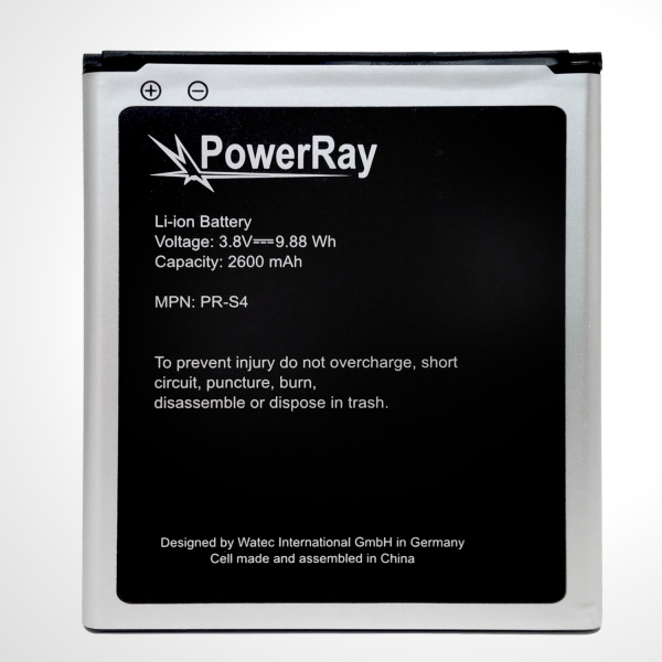 PowerRay Battery PR-S4 for Samsung Galaxy S4, 2600 mAh, Bulk