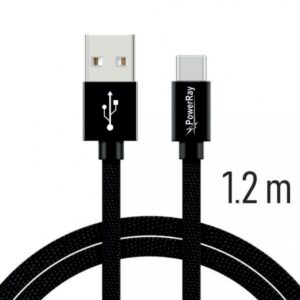 PowerRay Data Cable PR-DCUC120TBK, USB / USB-C, 1.2 m, Textile black, Blister