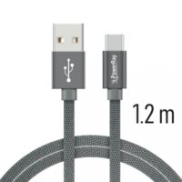 PowerRay Data Cable PR-DCUC120TGY, USB / USB-C, 1.2 m, Textile grey, Blister