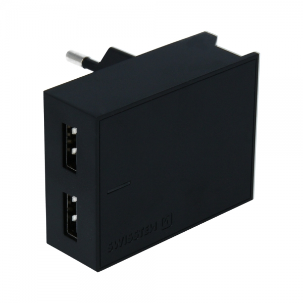 Swissten Travel Charger Smart IC, 2 x USB, 3A, black, Blister