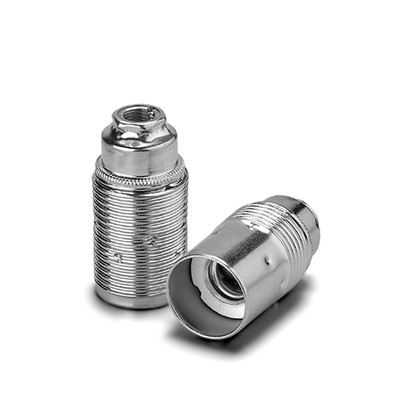 Fassung, E14, Stahl glanzverz., chromf.