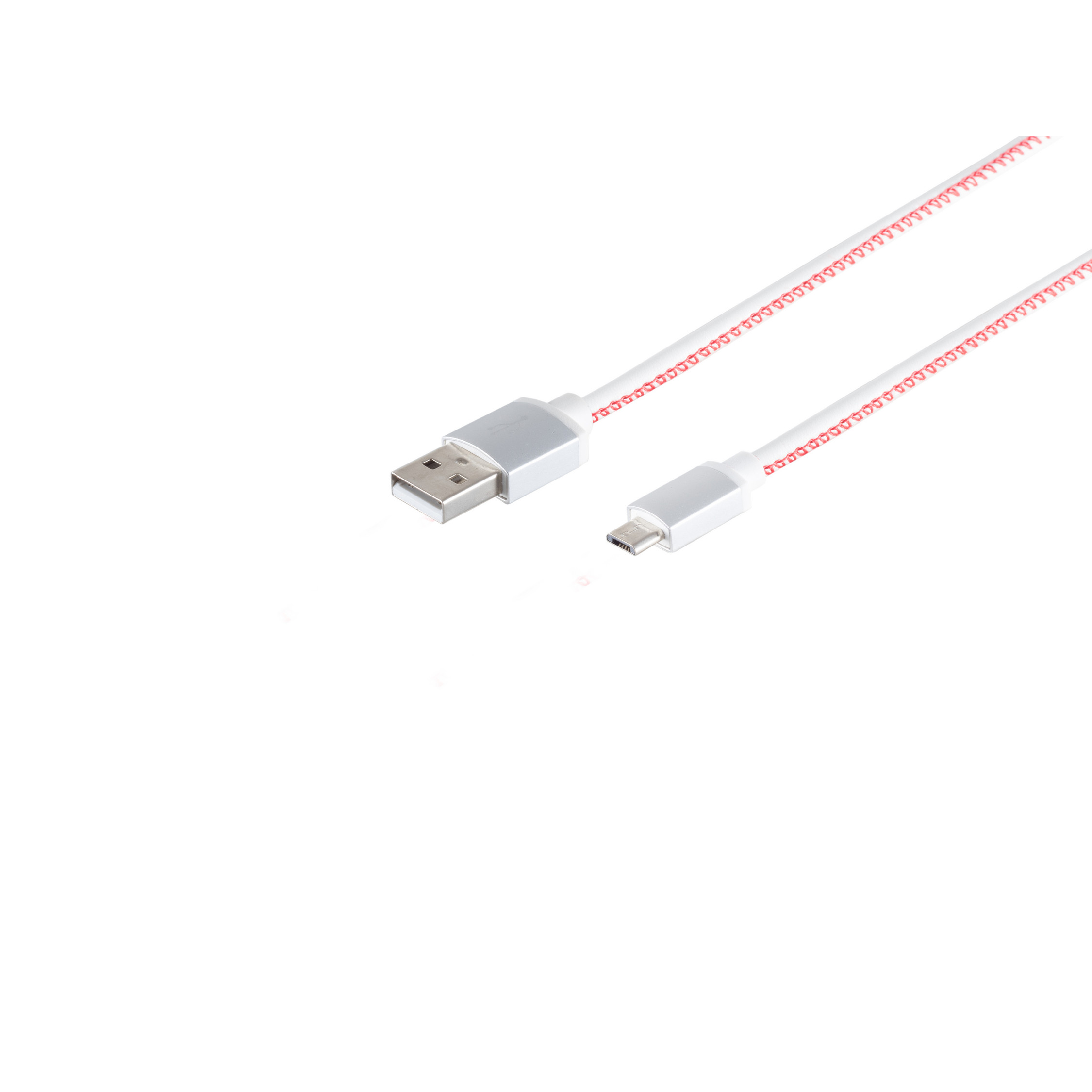 USB-Ladekabel A Stecker auf USB Micro B weiß, 0,3m