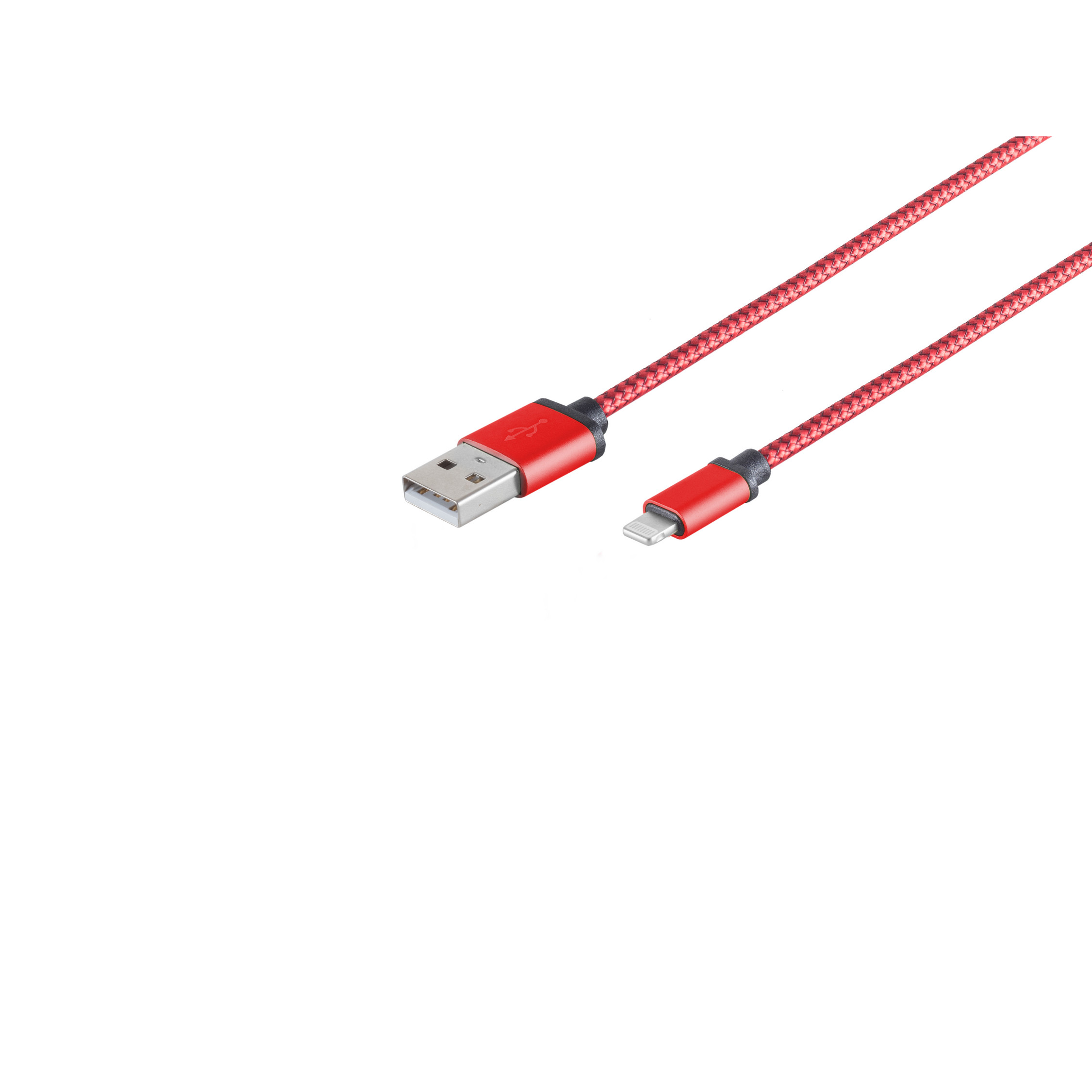 USB-Ladekabel A Stecker auf 8-pin Stecker rot 0,9m