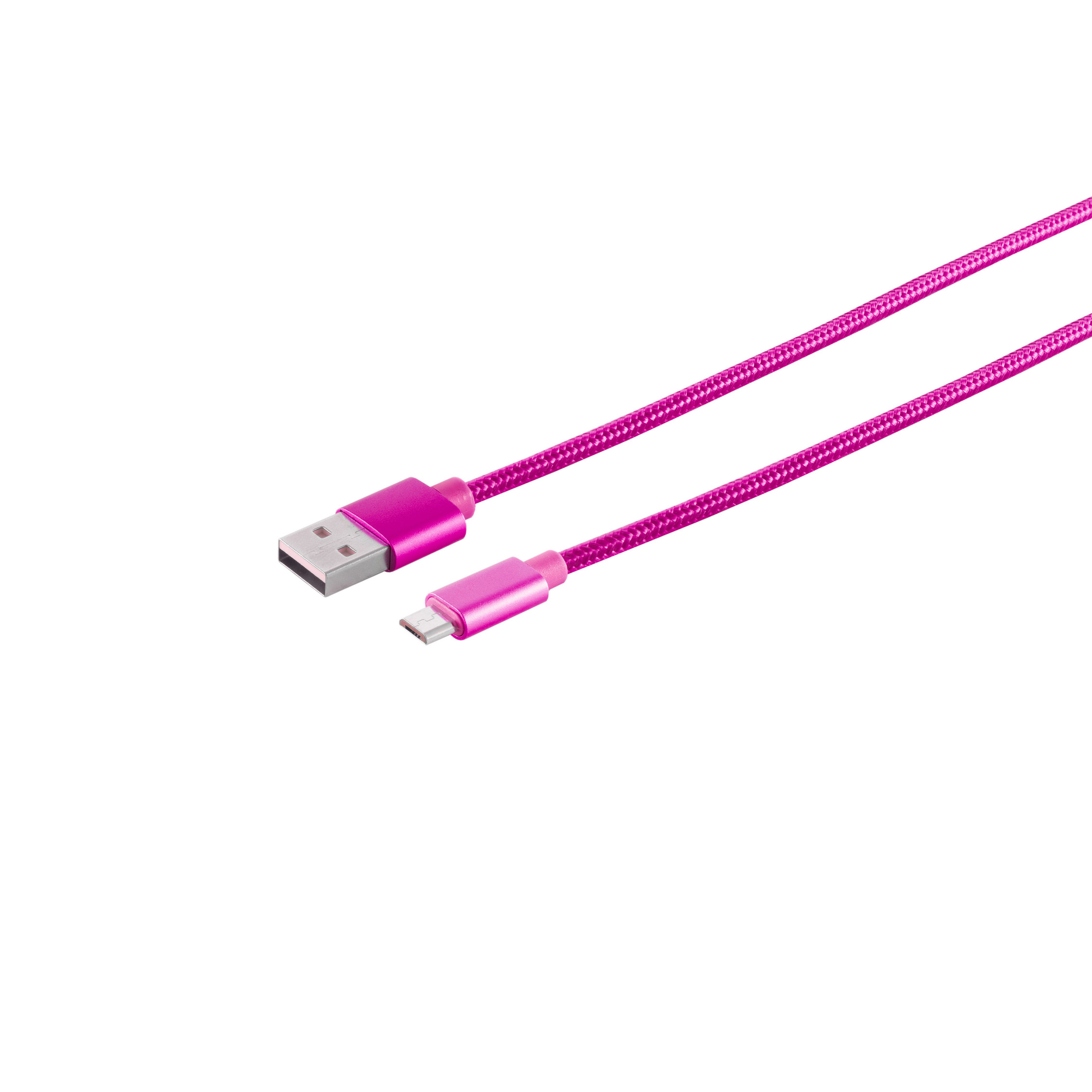 Lade- und Synckabel USB A/ micro B Nylon Pink 1,2m
