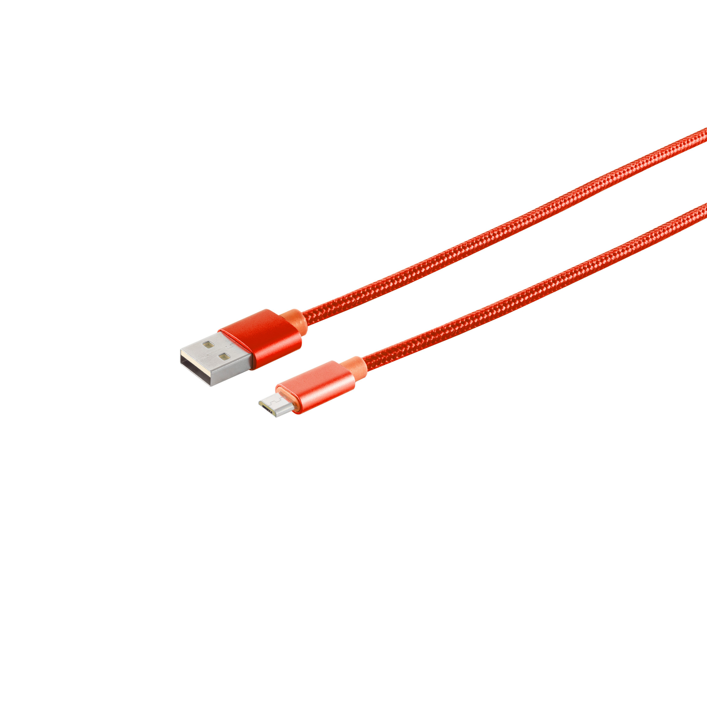 Lade- und Synckabel USB A/ micro B Nylon Rot 1,2m