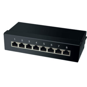 cat 6A Patchpanel, geschirmt, schwarz, 8 Ports