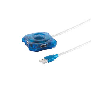 USB 2.0 HUB-4 Fach--blau transparent