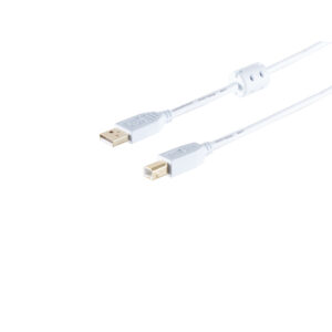 USB Kabel A St.+Ferrit/B St. verg. USB 2.0 weiß 1m