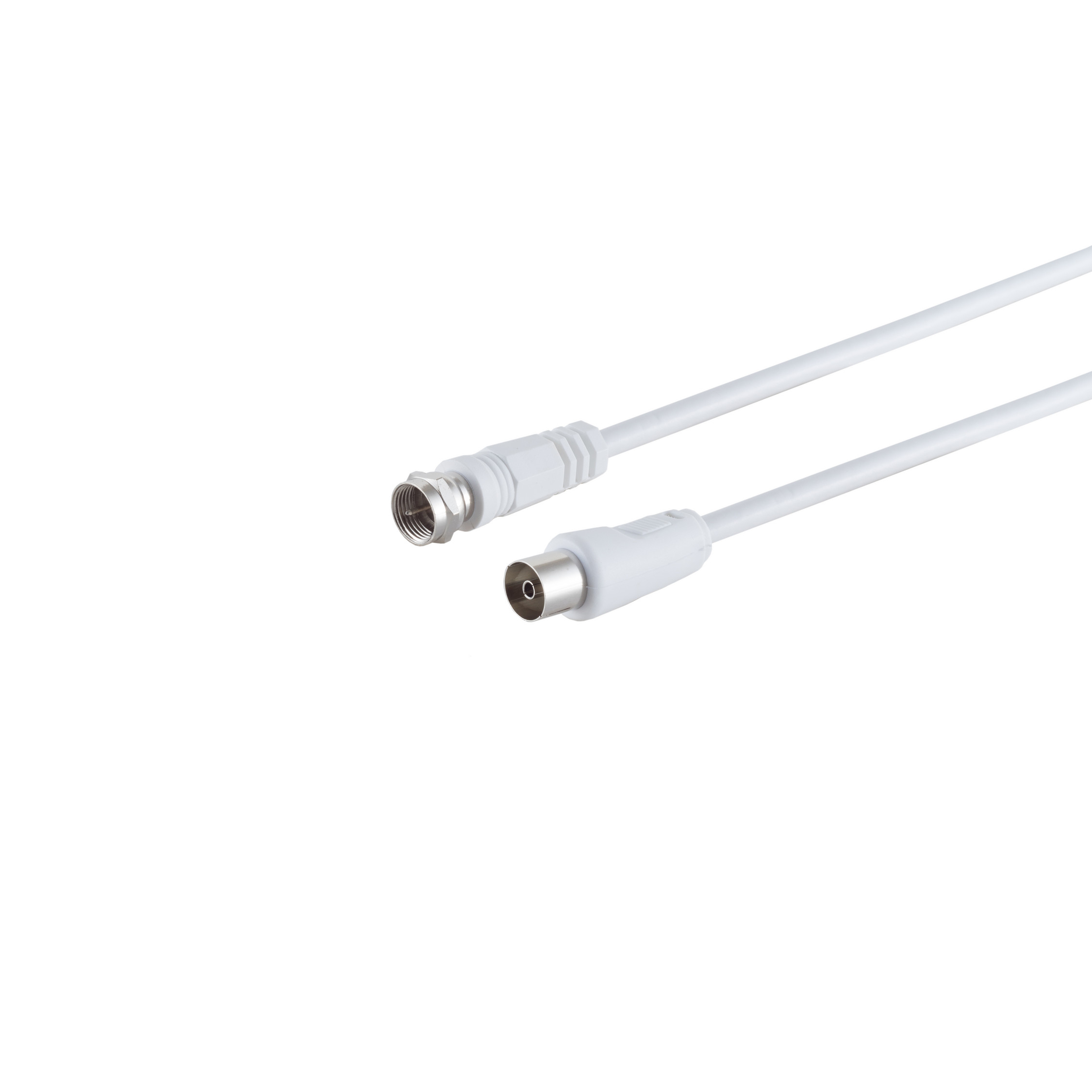 F-Stecker/ Koax-Kupplung, RG 59, >80 dB, weiß 1,5m