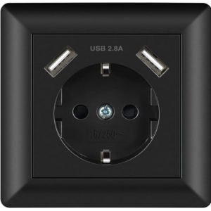 USB Steckdose Unterputz (max 2,8 A) anthrazit