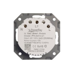 PowerRay WiFi Touch Smart Switch PR-SSW-01, Einzelschalter Glas weiß mit 5,5 x 5,5 cm Adapter, OVP